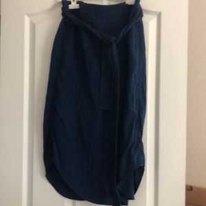 Denim blue linen/cotton wrap skirt